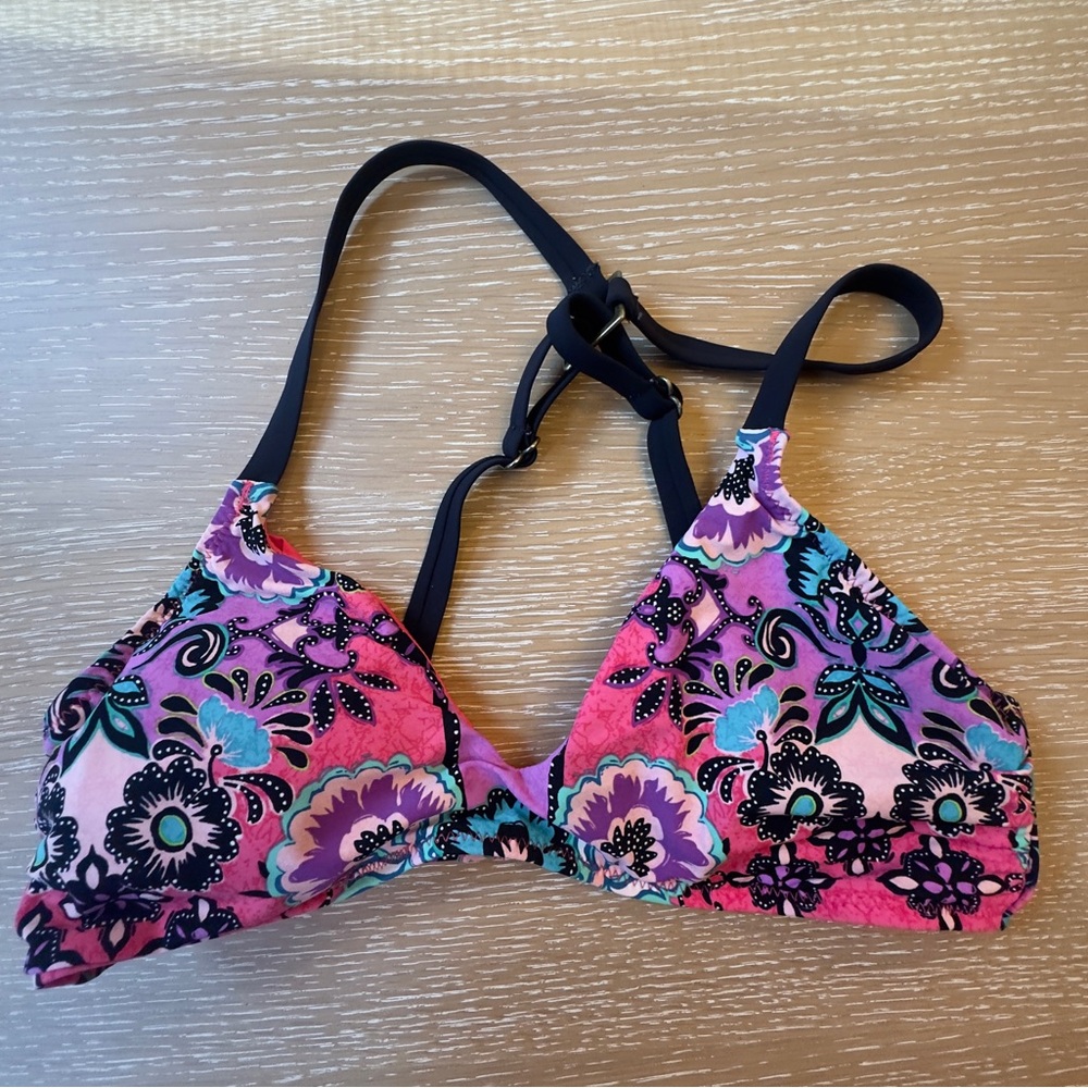 Nanette Lepore "Bali Batik" Heartbreaker Triangle Bikini Top Small GUC